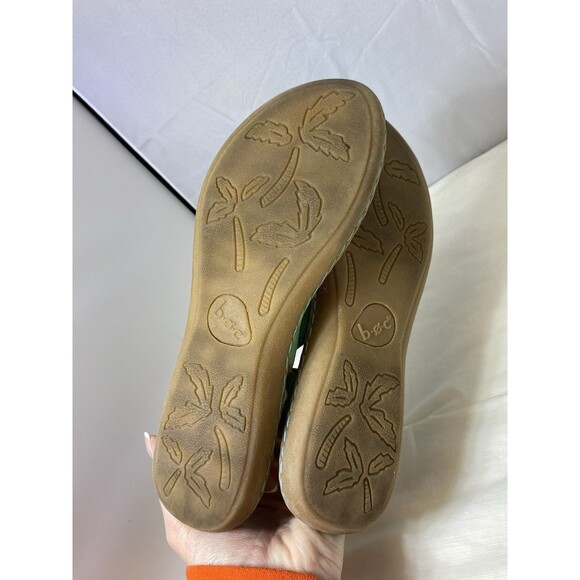 BOC Born Concept Womens 9M Thong Slingback Sandal Teal Leather Gold Metallic - Picture 3 of 7